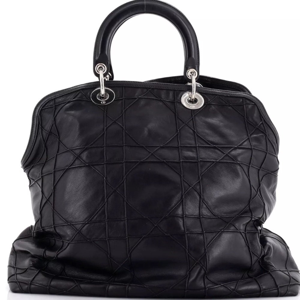 *** SOLD ****DIOR ❤️ Gorgeous Cannage Granville Leather Tote Crossbody Black Bag - Picture 5 of 14